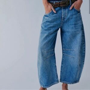 Free People x We the Free Good Luck Mid Rise Barrel Denim Jeans Size 28